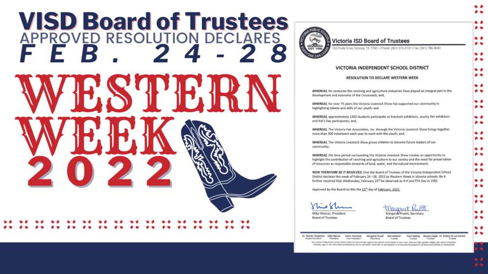 Board declares “Western Week” in VISD schools Hopkins Elementary School