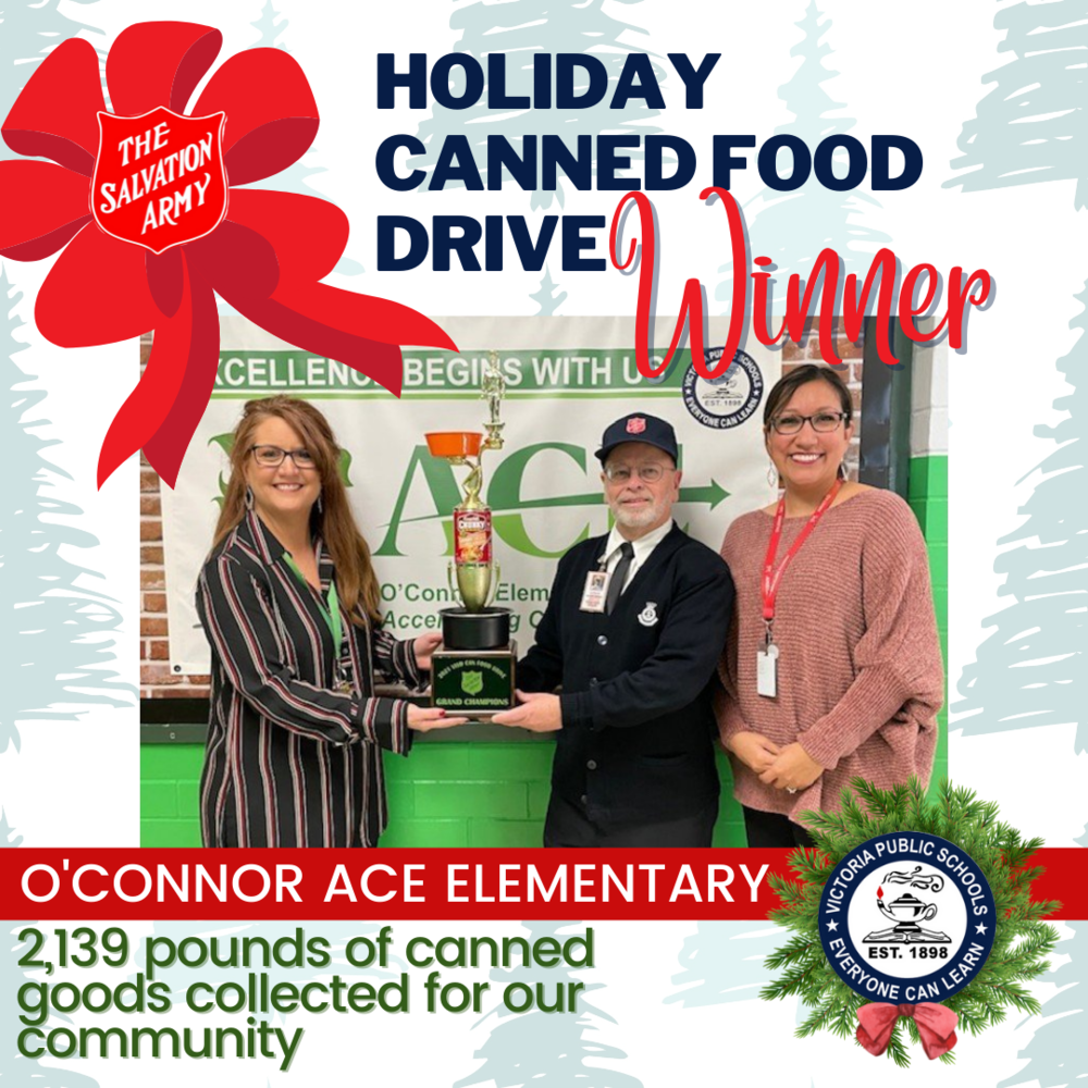 Victoria ISD elementary schools collect canned goods O'Connor ACE