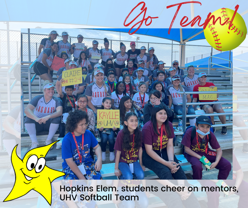 Hopkins Elementary students attend UHV softball game as part of mentor